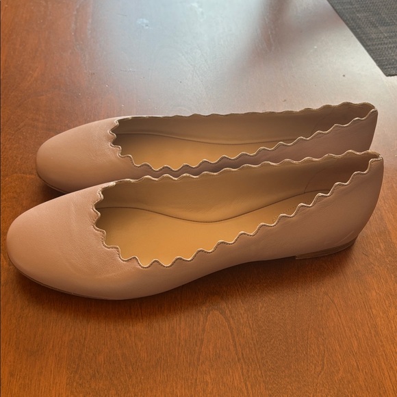 Chloe Cream Scalloped Flats - Picture 2 of 4